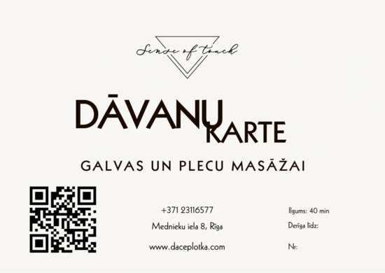 Galvas un plecu masāžai 40 min 